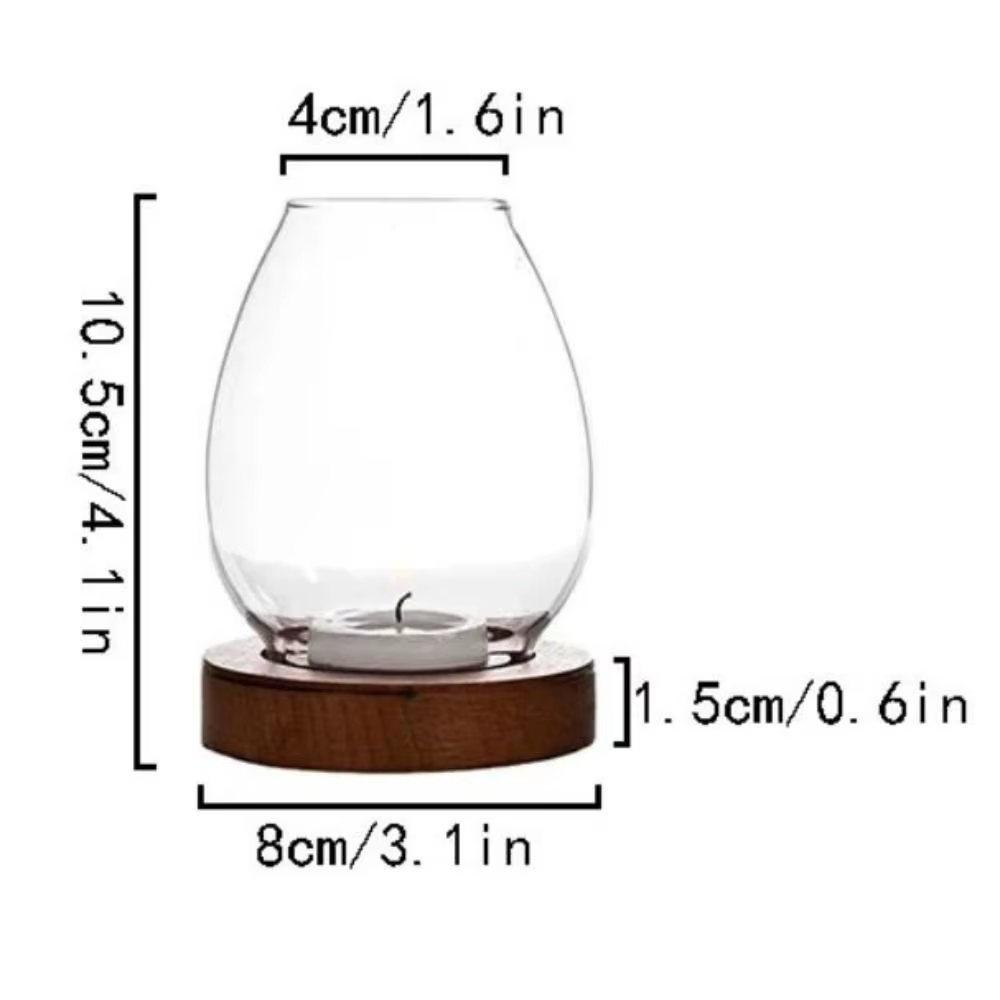 Bougeoirs en verre avec couvercle de tasse rond avec Base en bois