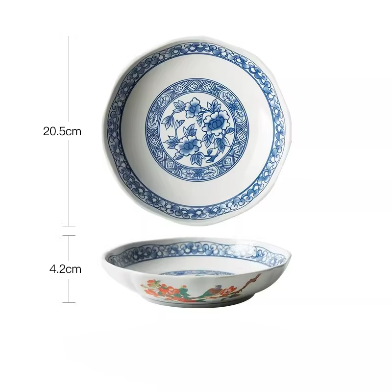 1 pièce – Assiettes en céramique bleues et blanches de style rétro chinois