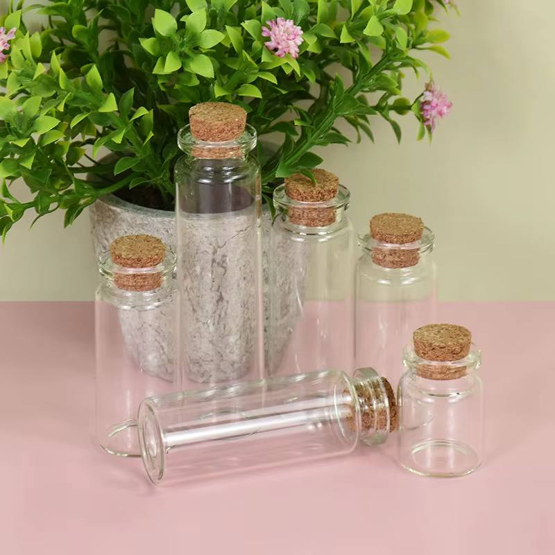 Lot de 5 mini-bocaux en verre transparent