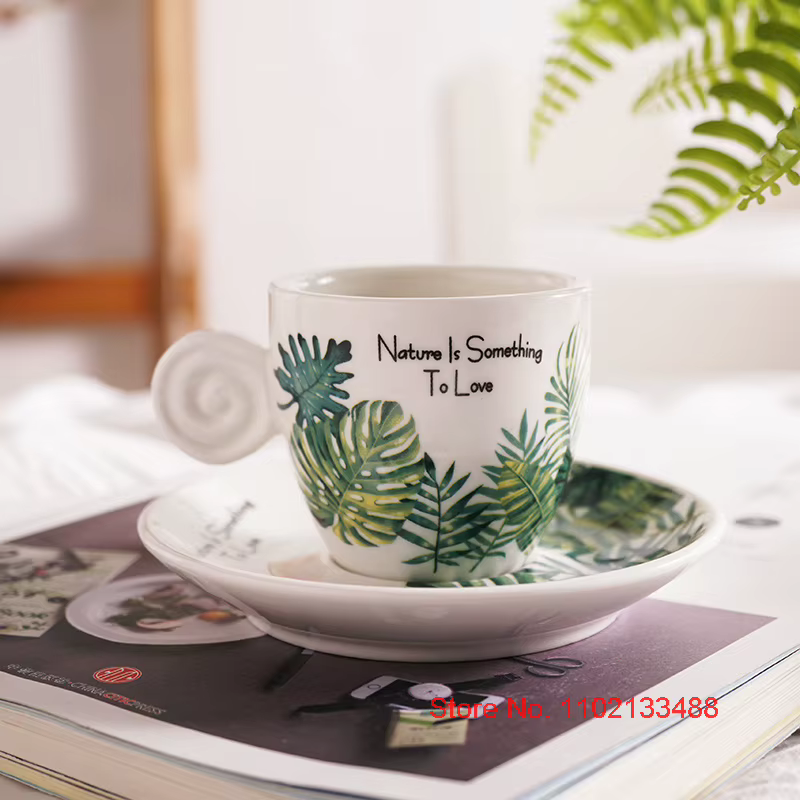 Ensemble tasse à café et soucoupe en céramique de 90ml