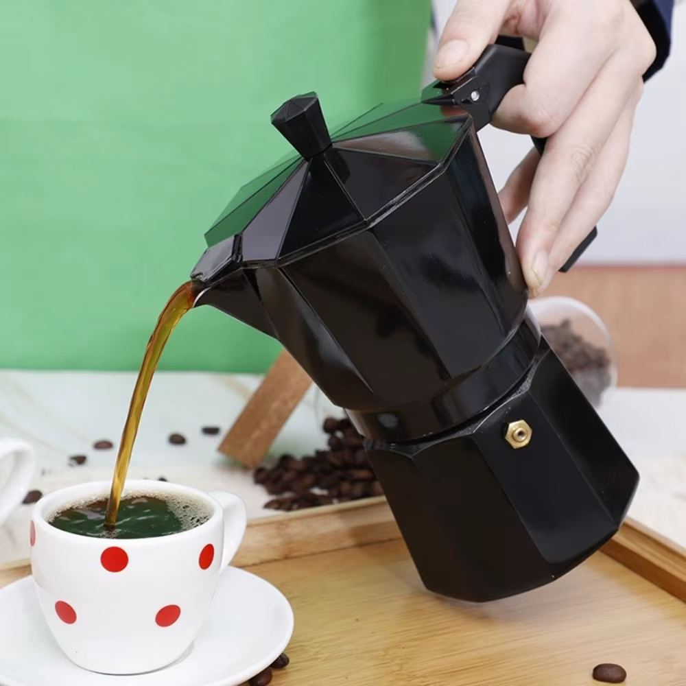 Cafetière Moka noire Vintage avec poignée