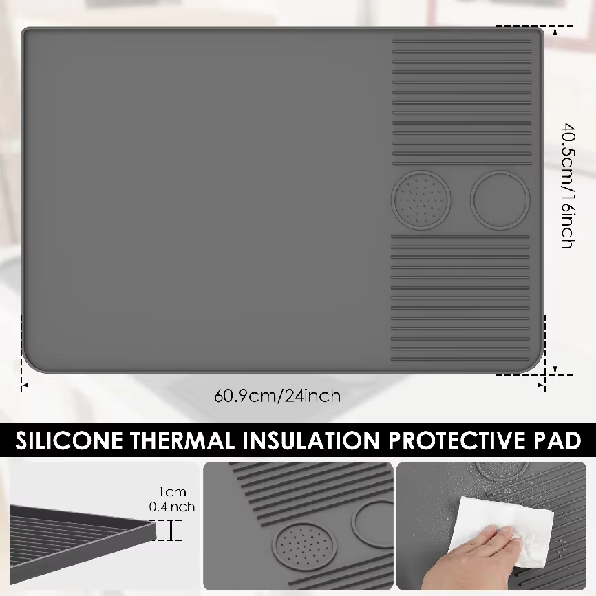 Tapis à café en silicone avec bords surélevés