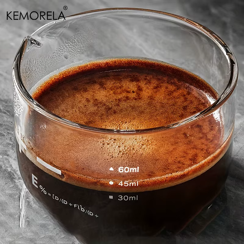 KEMORELA 1/2 pièces verres à expresso 60ml tasse à mesurer à échelle claire liquide verre lourd tasses à café maison Barista accessoires