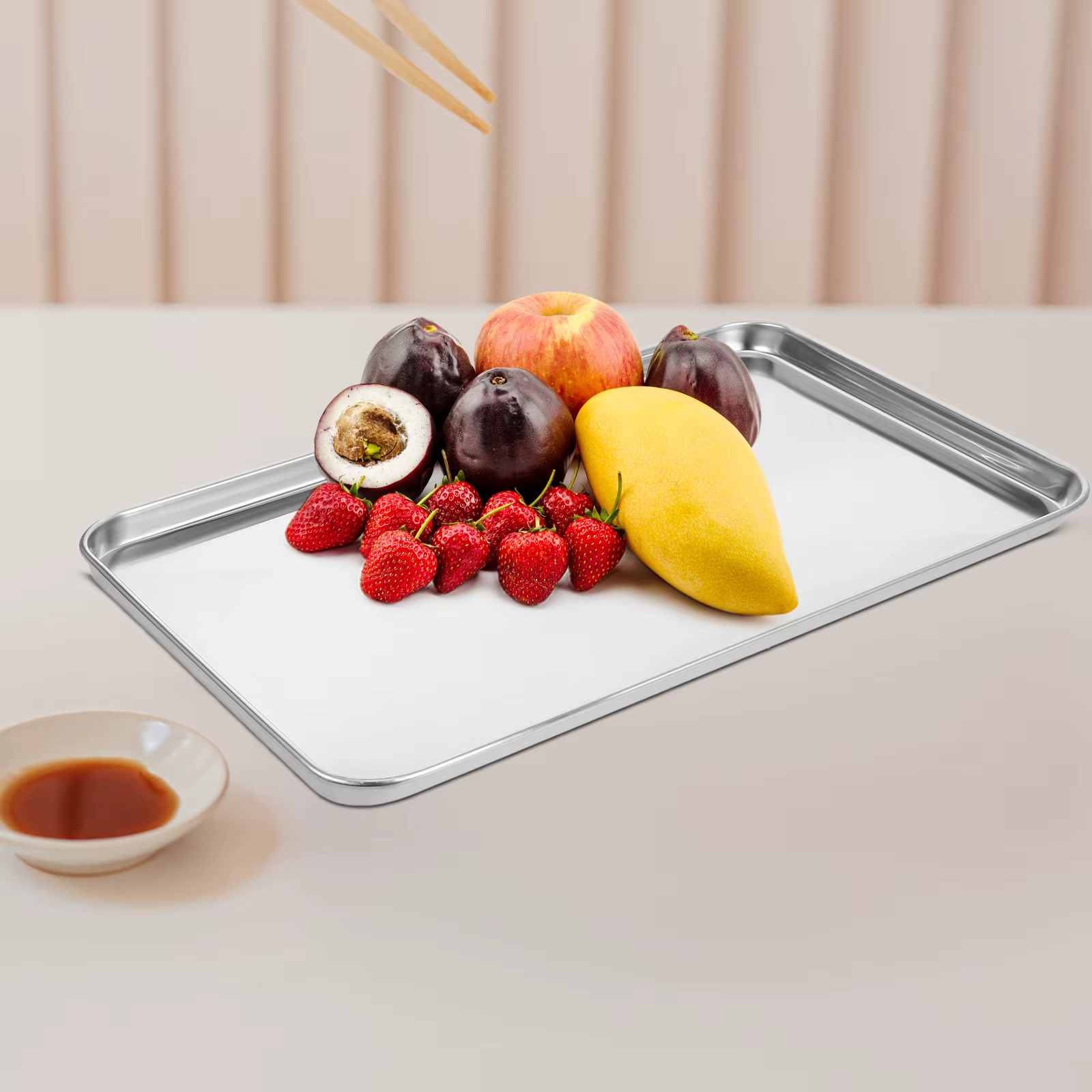Plateau rectangulaire en acier inoxydable 35x25cm