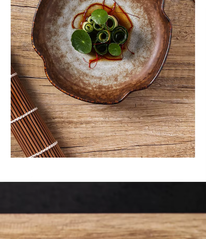 Assiettes à salade irrégulières haut de gamme en céramique rétro de style chinois