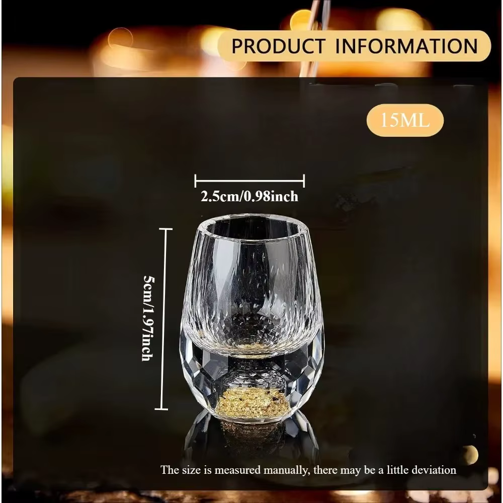 Verre à vin en cristal feuille d'or de 15 ml