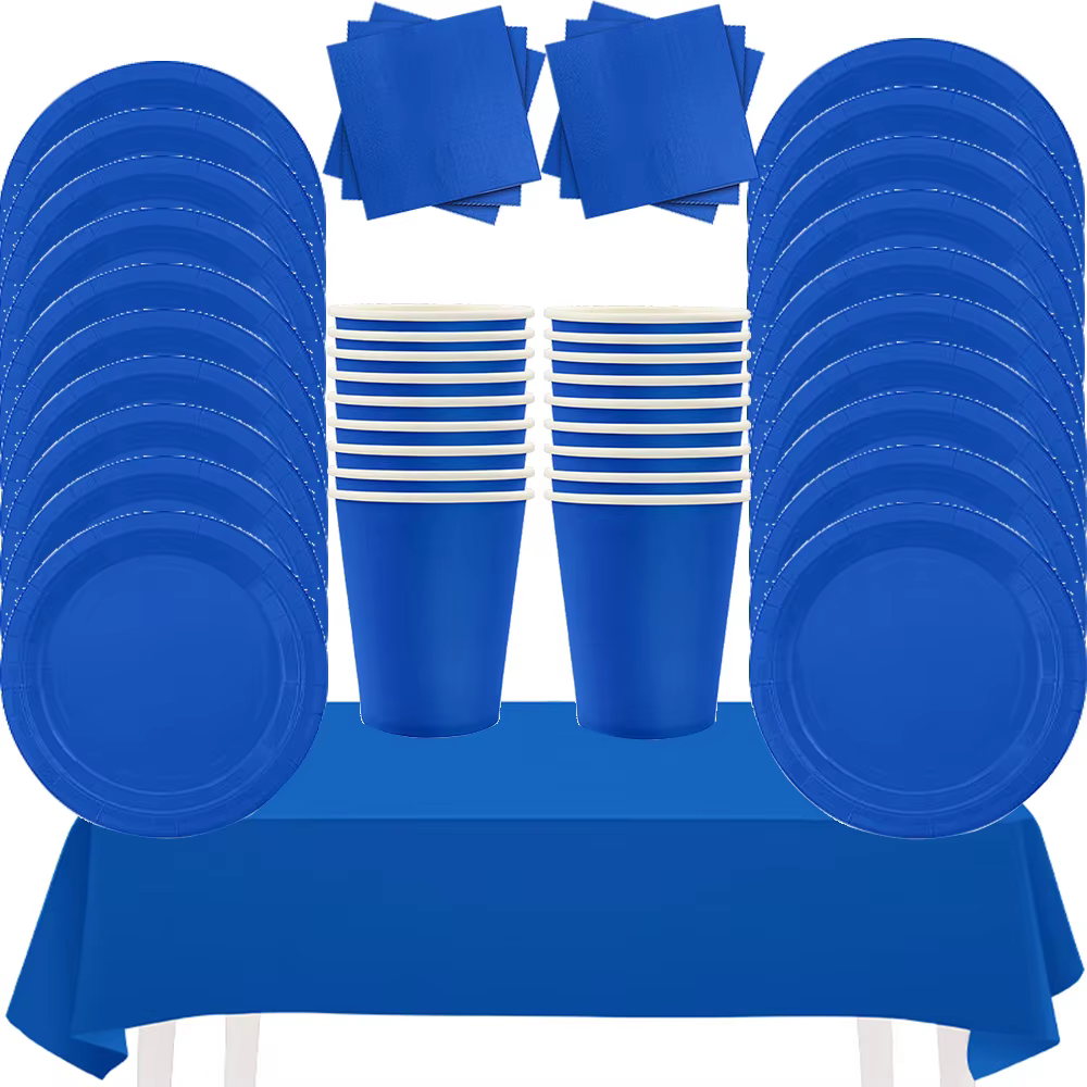 Vaisselle jetable bleu foncé