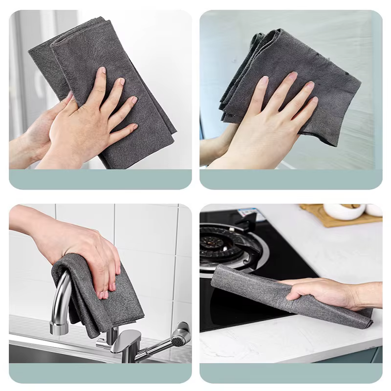 Tissu magique gris pour essuyer le verre