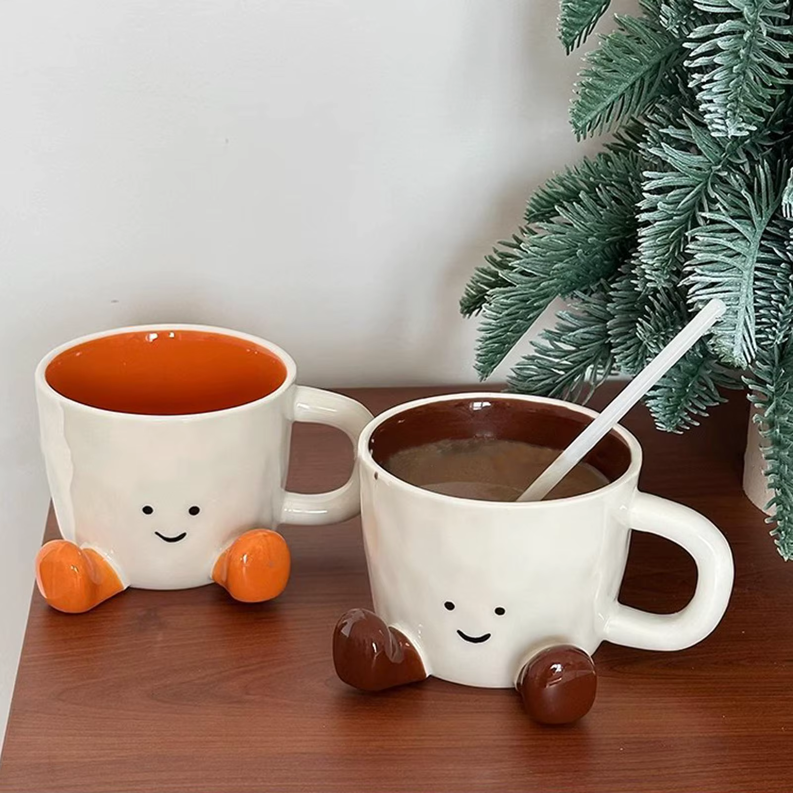 Tasse à café tasse d'eau en céramique avec pieds mignon décoratif café boisson tasse bureau eau poignée tasse cuisine fête Drinkware