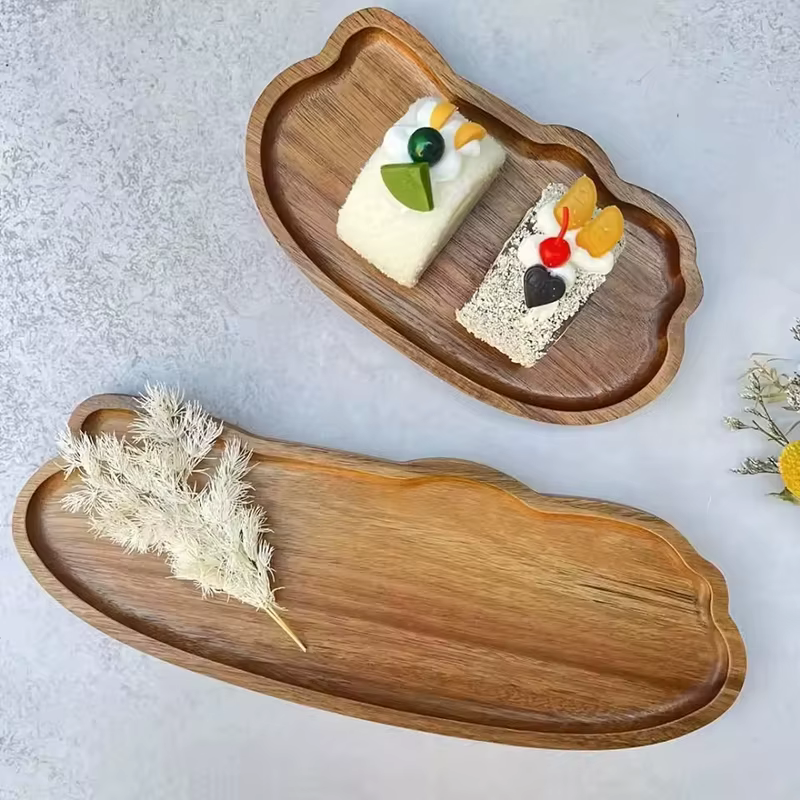 Bois décoratif pain Snack gâteau plat alimentaire plateaux vaisselle Style japonais