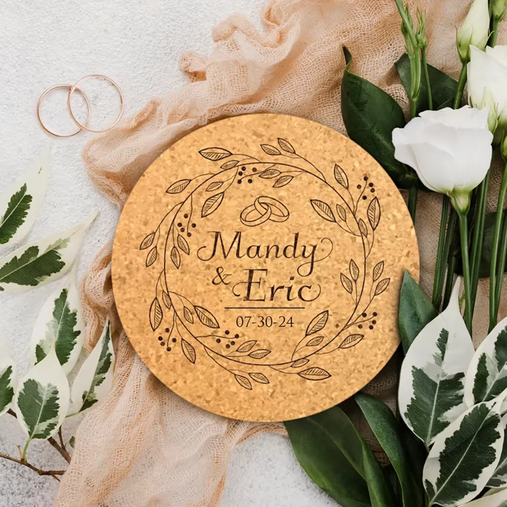 10 pièces dessous de verre de mariage personnalisés
