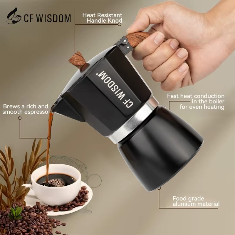 CF WISDOM Cafetière moka à valve unique 300ML