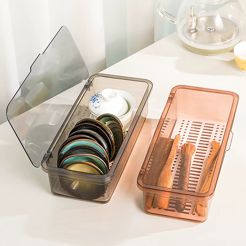 Boîte de rangement pour couverts en plastique T1 avec couvercle et doublure de proximité