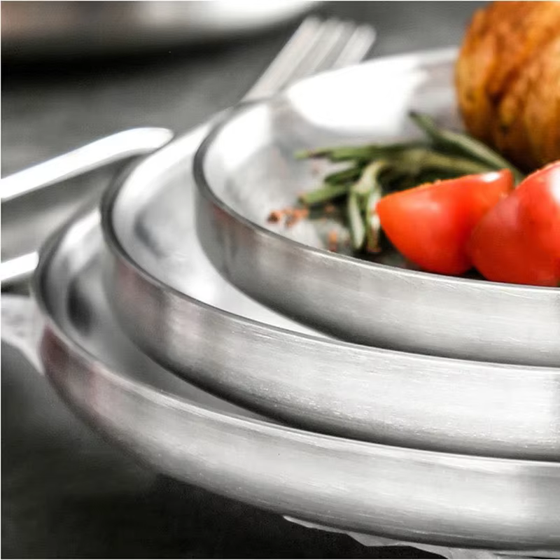 Assiette ronde en acier inoxydable 304
