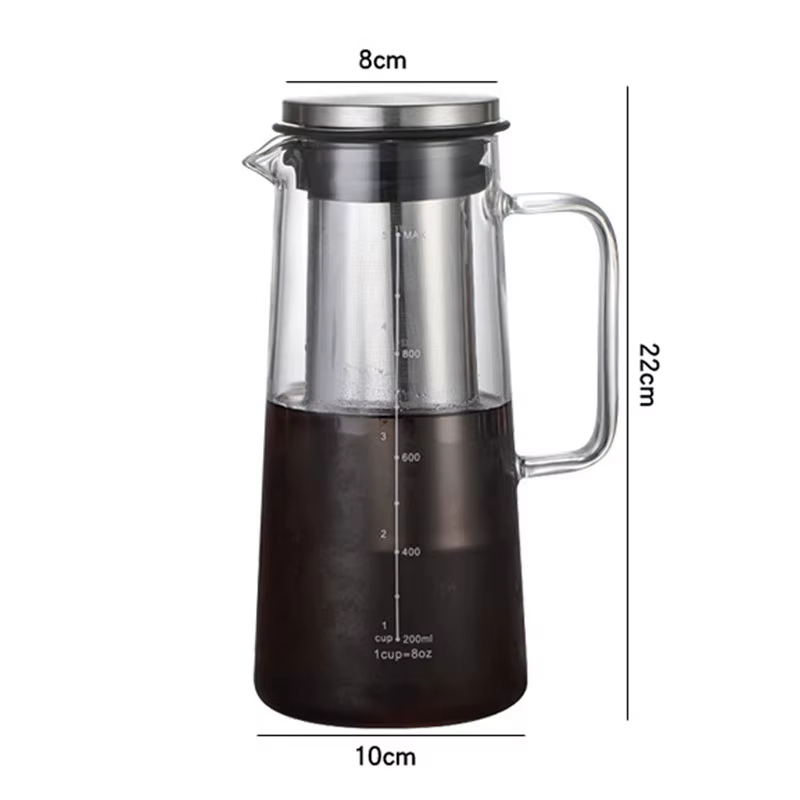 Leeseph Cafetière glacée hermétique à froid et infuseur à thé - Carafe en verre 1