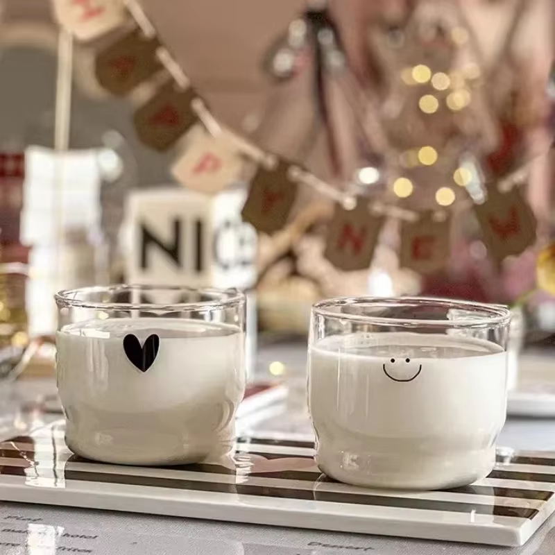 Tasse en verre murale Love/Happy de 300ml