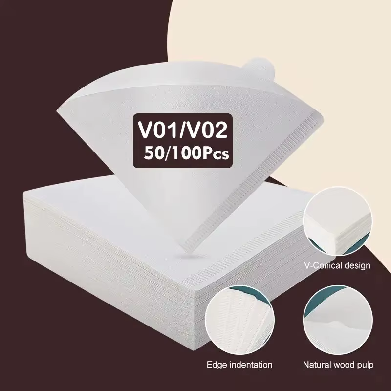 Papier filtre à café, filtre en papier conique jetable