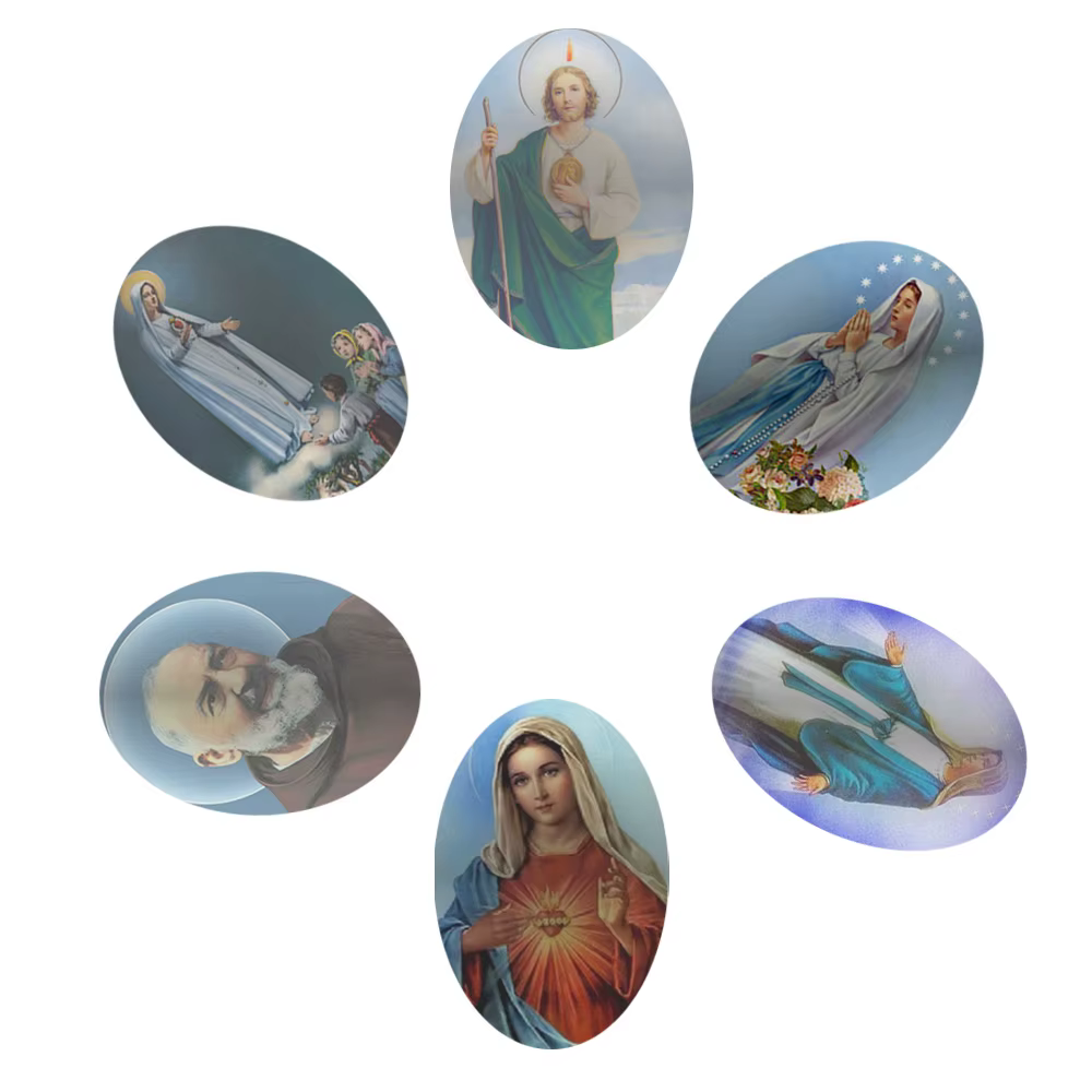 6 ~ 20 pièces mélange ovale verre dessin animé religieux