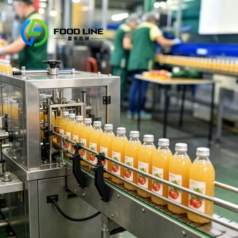 Ligne de production de jus de pomme après traitement, équipée d'un système de refroidissement, de mélange et de tamponnage pour la suite de la production de boissons