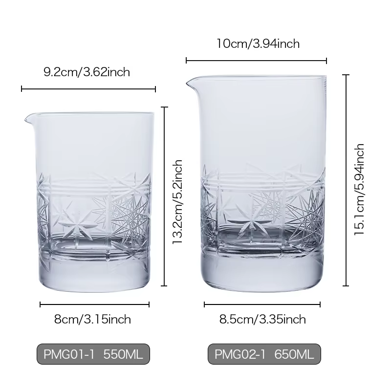 CRISON Tasse à mélanger pour cocktail gravée en verre de cristal fait à la main