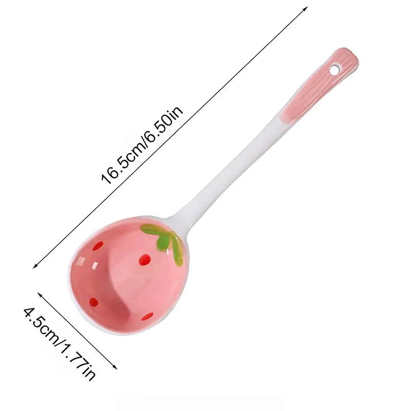 Cuillère à soupe en céramique fraise Kawaii