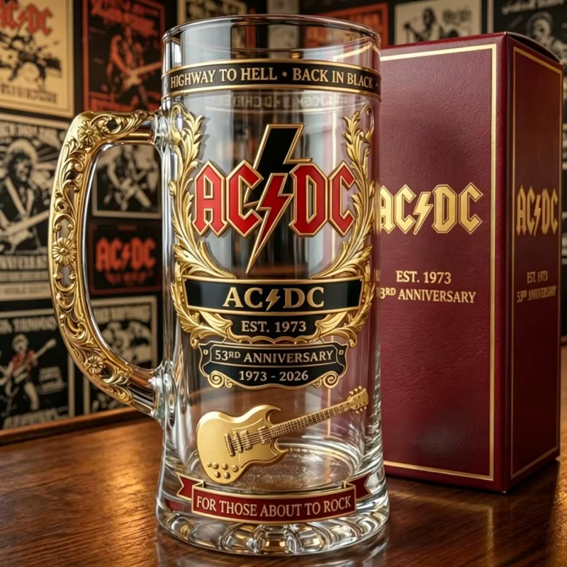 Verre à bière grande capacité AC/DC 53ème anniversaire du groupe, idéal pour les concerts de heavy metal, bars, pubs, fêtes, cadeau de collection pour les amateurs de rock