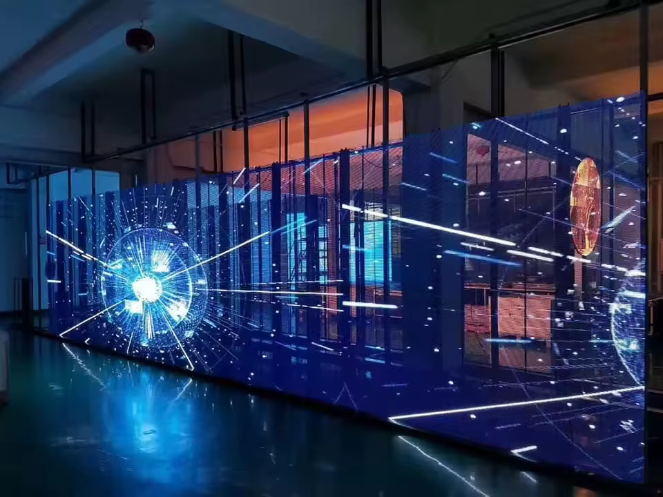 Écran d'affichage LED Transparent extérieur P3.91 panneaux muraux vidéo LED TV en verre pour signalisation numérique et affichages