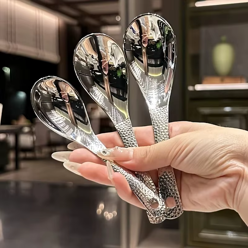 Ensemble de cuillères en acier inoxydable - Couverts polis miroir grande capacité pour desserts