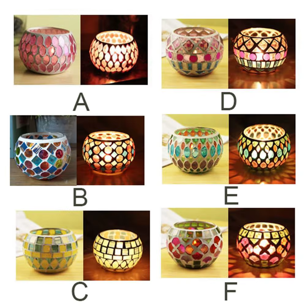 Bougeoir en verre mosaïque marocain