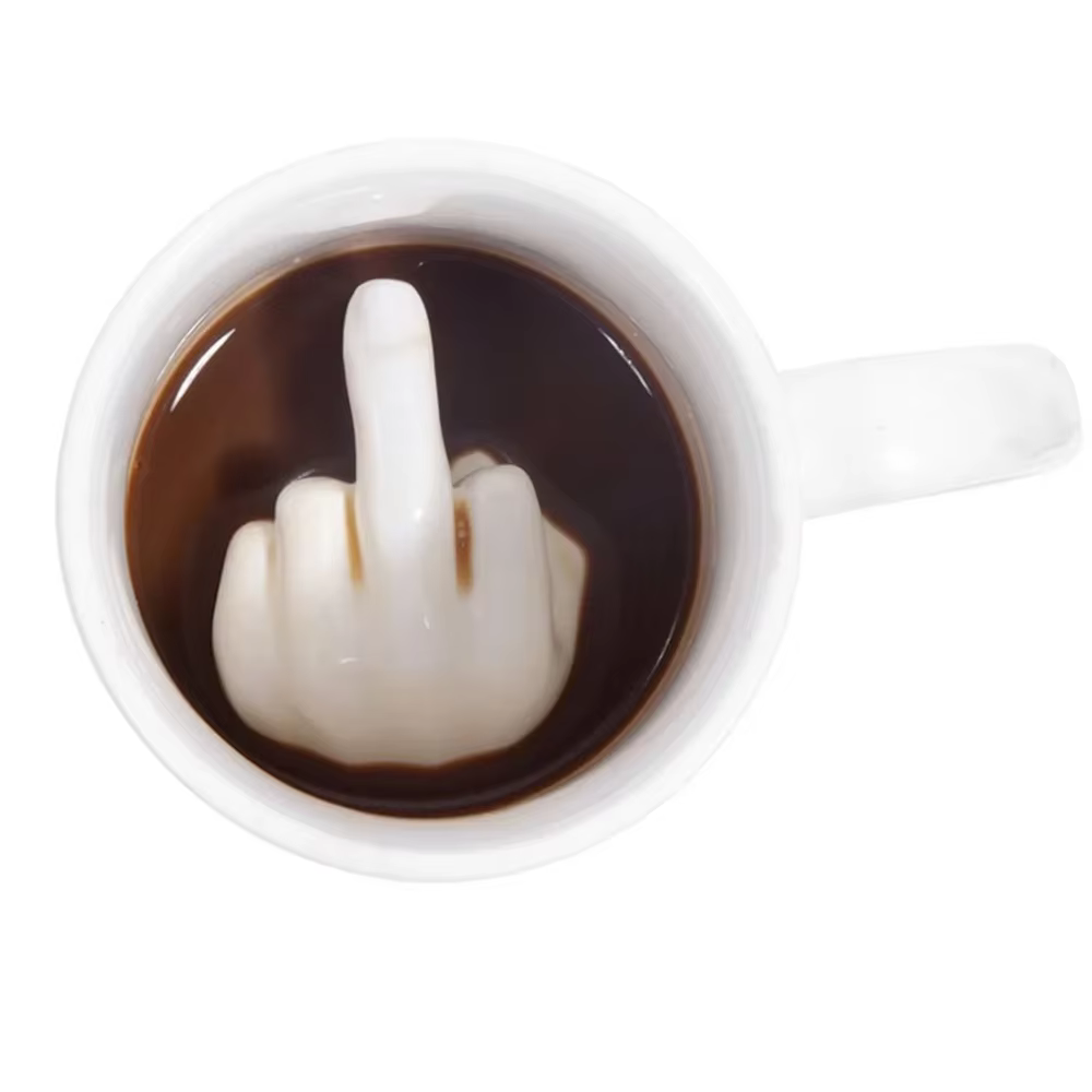 Tasse à Café Créative en Céramique avec Doigt du Milieu