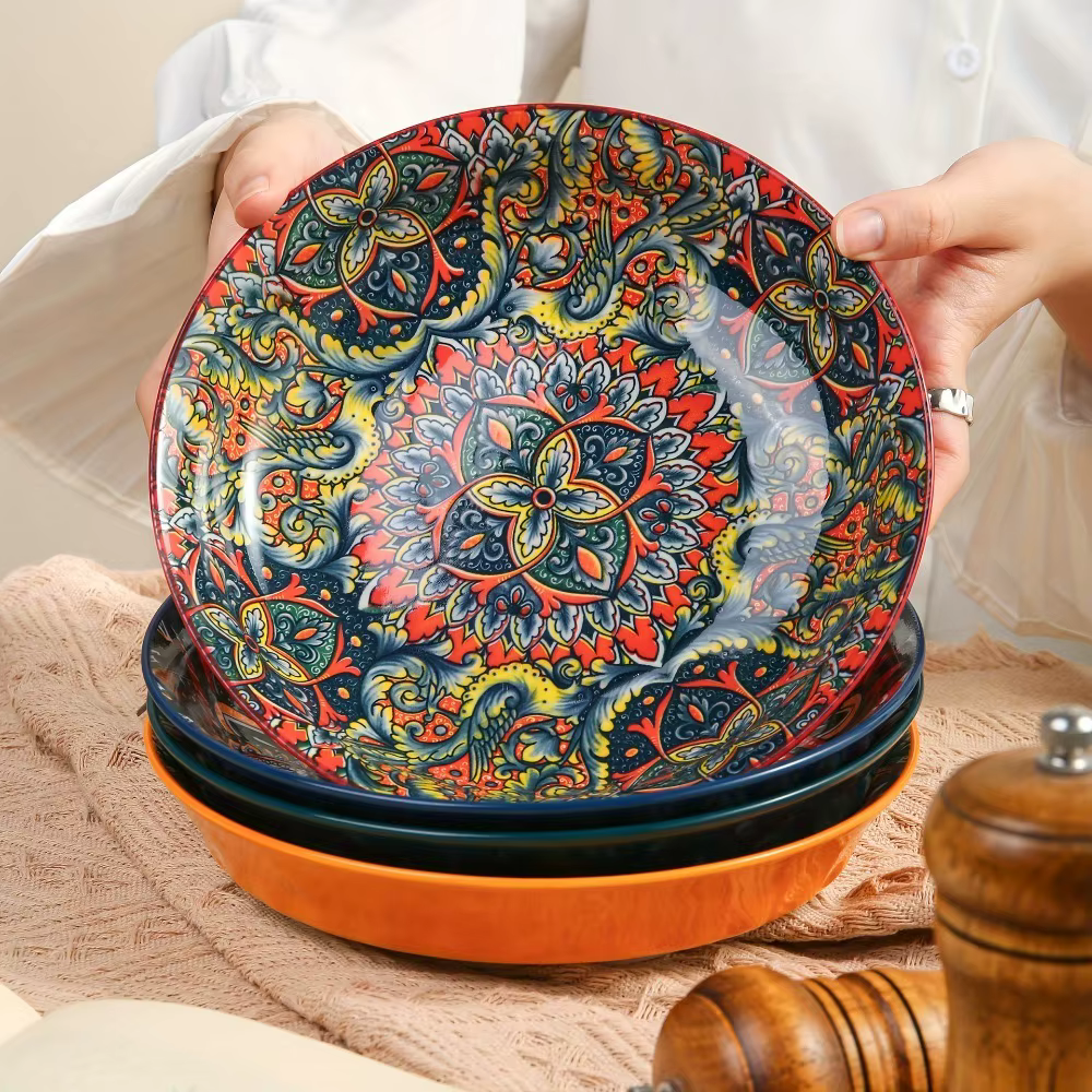 Vaisselle motif fleur assiette en céramique bohème
