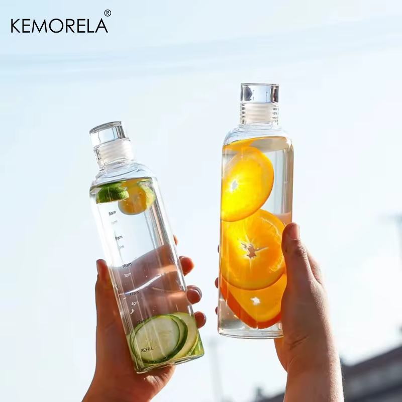 Bouteille d'eau en verre 300/500/750/1000 ml avec couvercle anti-fuite