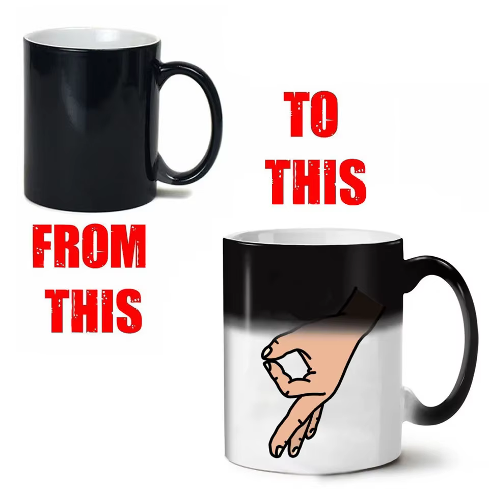 Tasses à café magiques cadeaux pour amis température sensible à la chaleur créative OK tasse à couleur changeante
