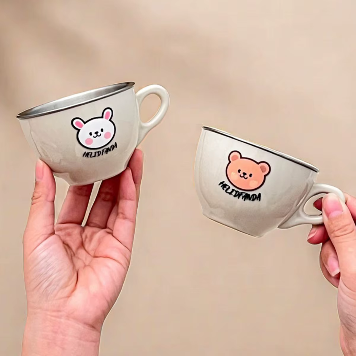 Mini tasses à café en acier inoxydable 304 à double paroi avec poignée