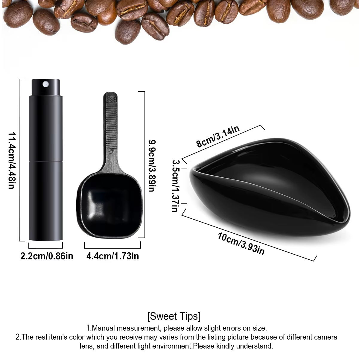 Kit tasse doseuse de grains de café et flacon pulvérisateur – Plateau en céramique