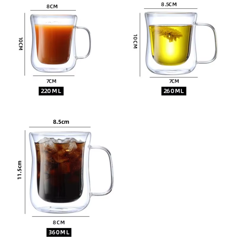 Tasse en verre à Double paroi 80/220/260/360ML