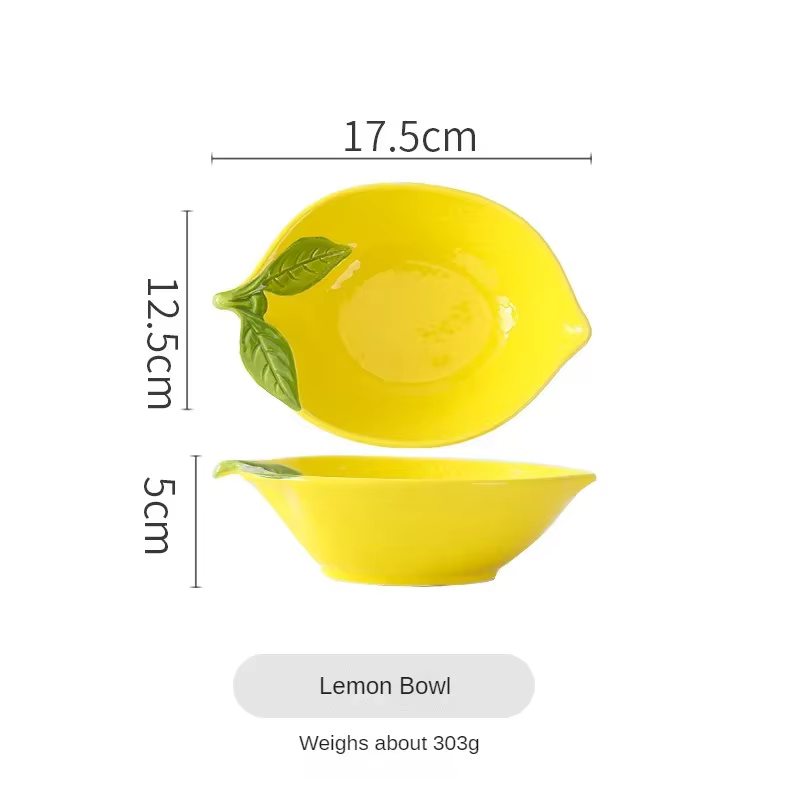 Assiette queplate en céramique en forme de citron de dessin animé