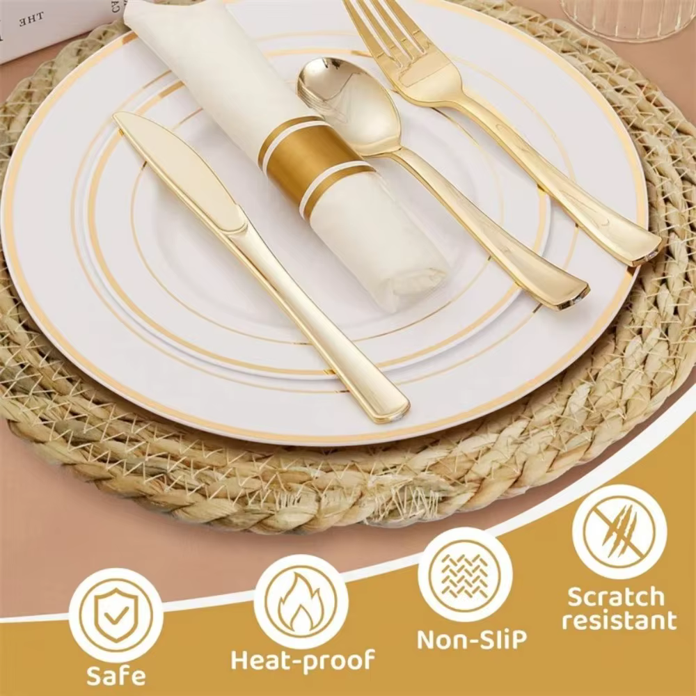 Sets de table ronds en rotin tressé à la main