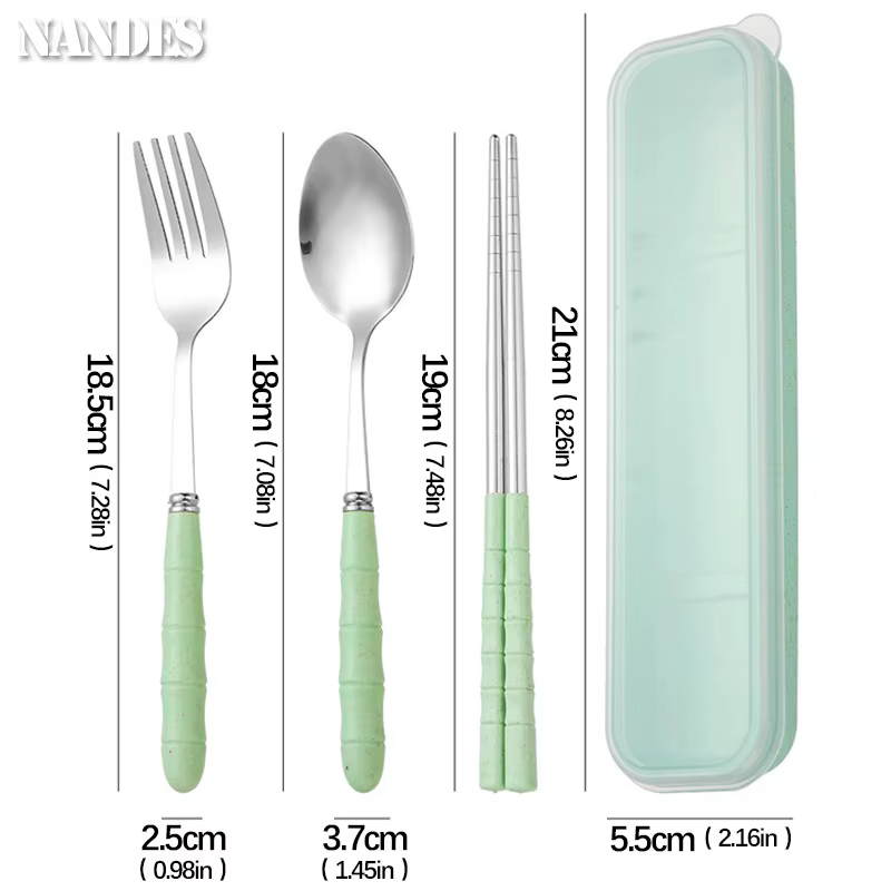 Ensemble de 3 couverts portables en acier inoxydable (fourchette