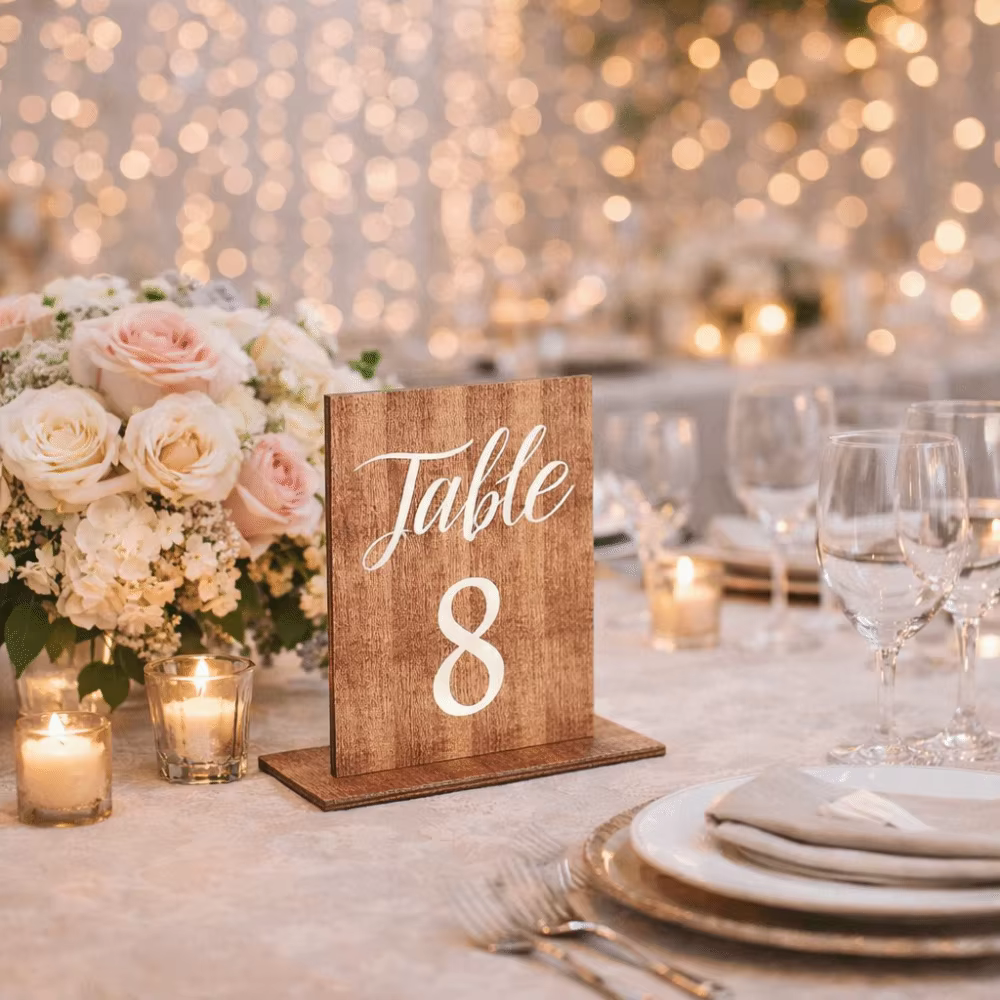 Numéros de table double face pour mariage