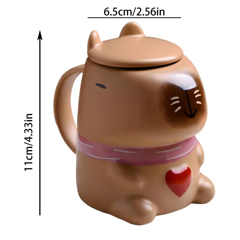 Capybara-Tasse à café en céramique avec motif de cœur