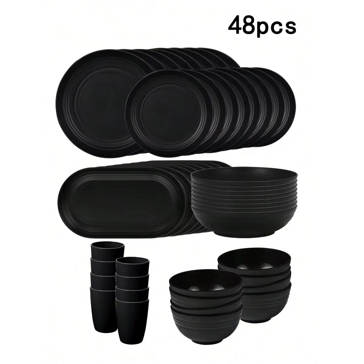 4/48 pièces ensemble de couverts en plastique