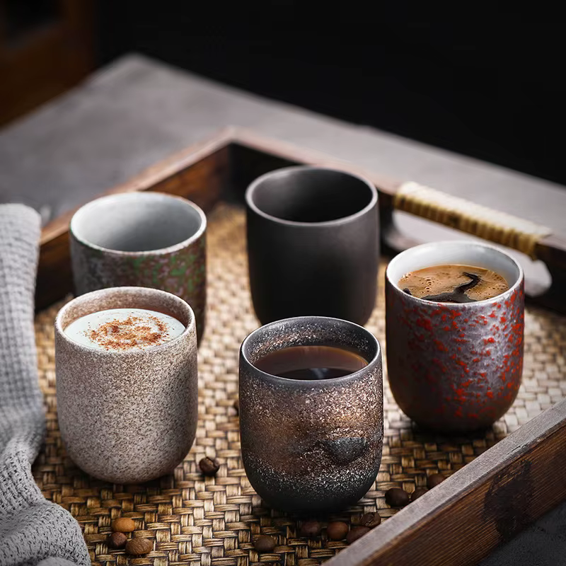 Mini tasses à thé rétro 100 ml tasses à café en céramique grossière