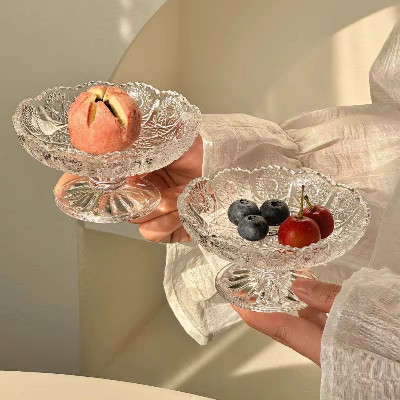 Plateau à fruits en verre en Relief