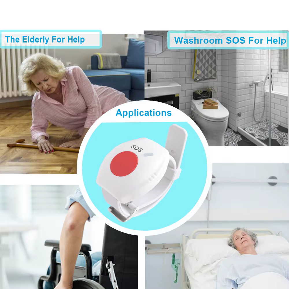 Téléavertisseur sans fil WiFi pour soignants âgés, bouton d'appel SOS, système d'alerte médicale SOS d'urgence pour personnes âgées, Patients âgés à la maison