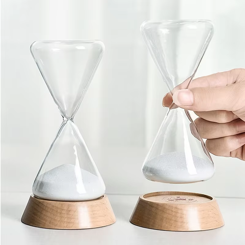 Sablier nordique en verre avec Base en bois