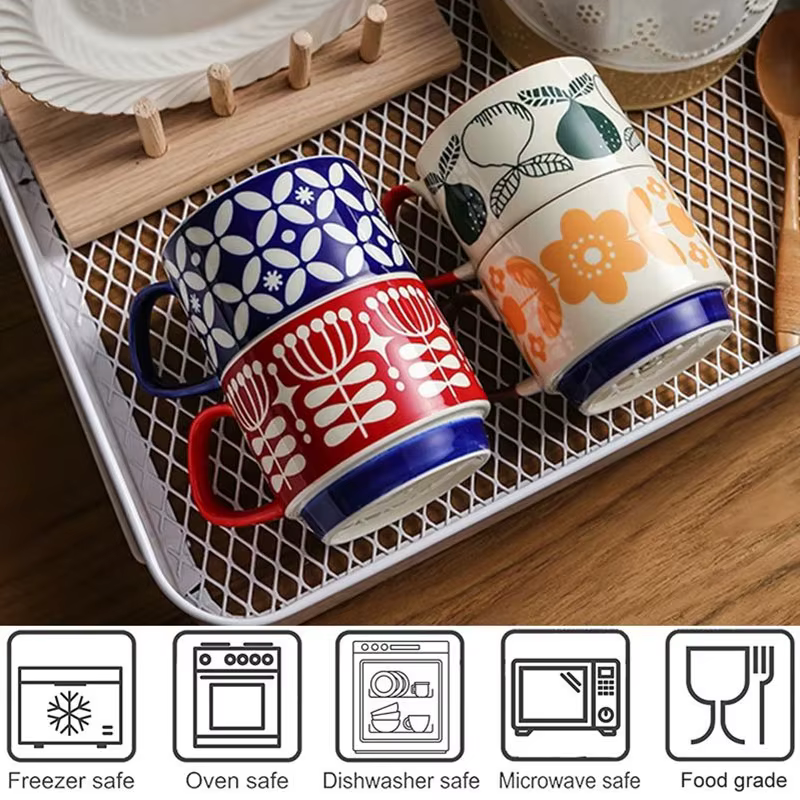 Ensemble de tasses à café à fleurs japonaises de 300ml