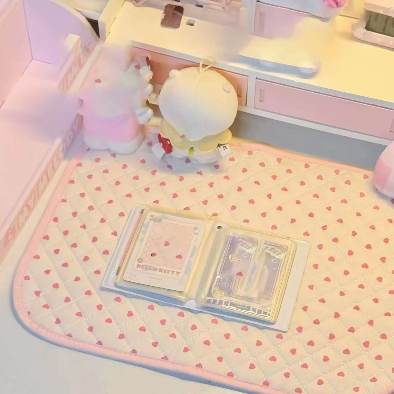 Nouveau Set de Table Matelassé Rose Mignon Japonais Thème Amour