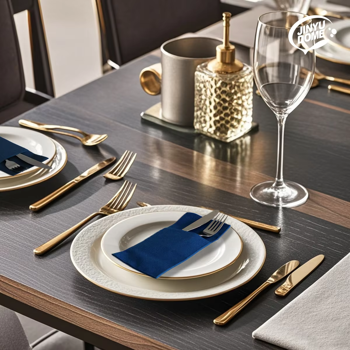 JINYUDOME 25/50 pièces Serviettes de table jetables colorées avec pochette intégrée pour couverts
