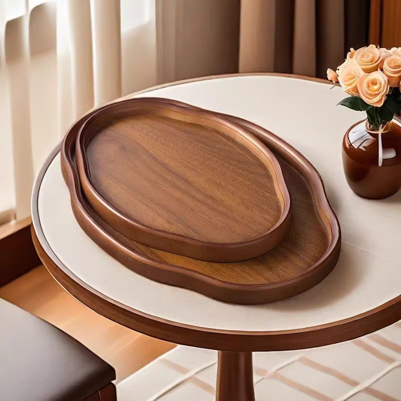 Plateau de service décoratif en bois pour Table basse et décoration de maison
